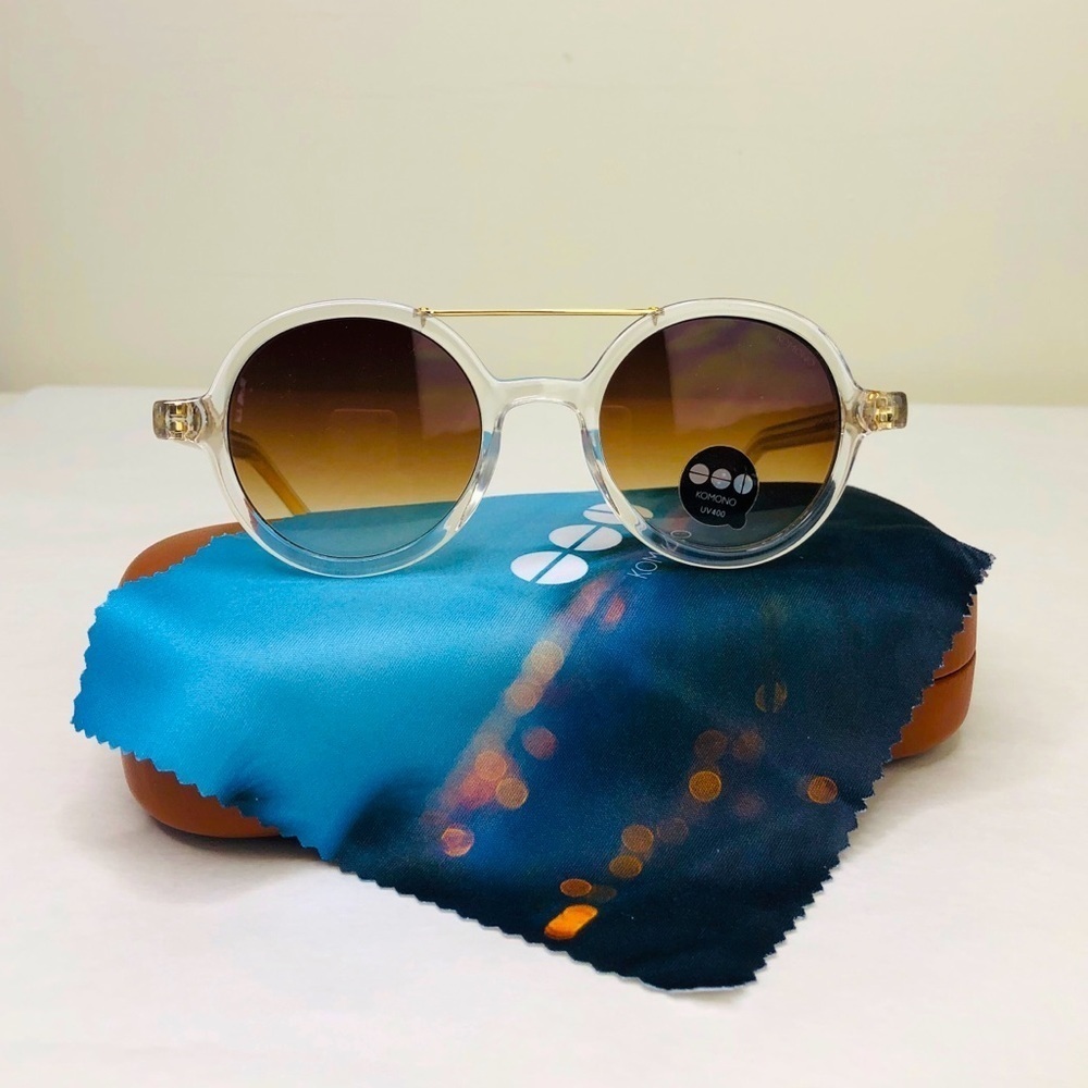 NEW KOMONO sunglasses Vivien Clear gold round - Picture 5 of 15